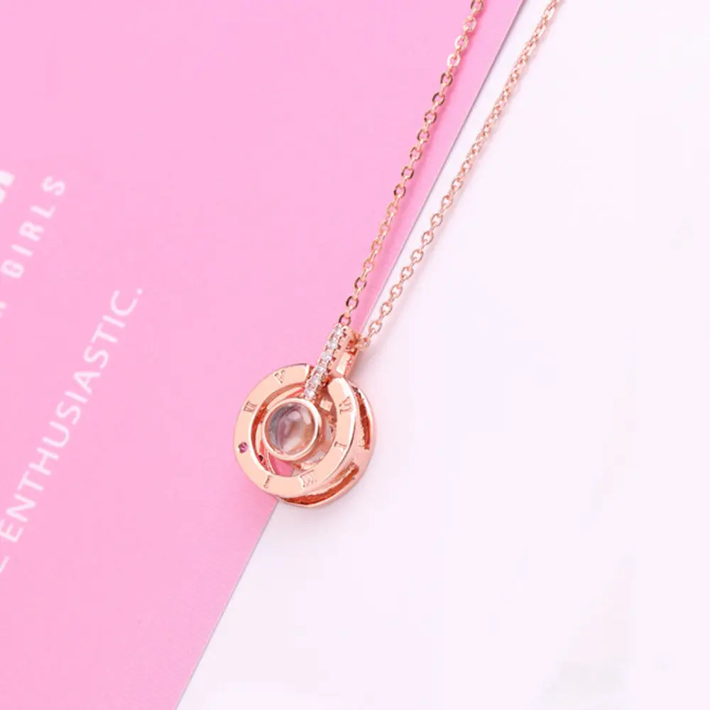 Романтическая S925 серебряная подвеска Lover's Light I Love You круглая ожерелье пара