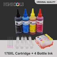 hinicole refill ink cartridge for hp 178 for hp178 178xl photosmart 5510 5515 6510 7510 b109n b110a printer 4 color dye ink
