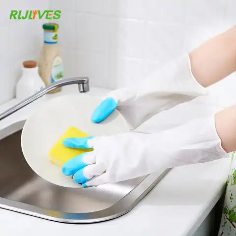 Прочные водонепроницаемые перчатки для кухни, для мытья посуды, для уборки дома, Нескользящие тонкие резиновые перчатки
