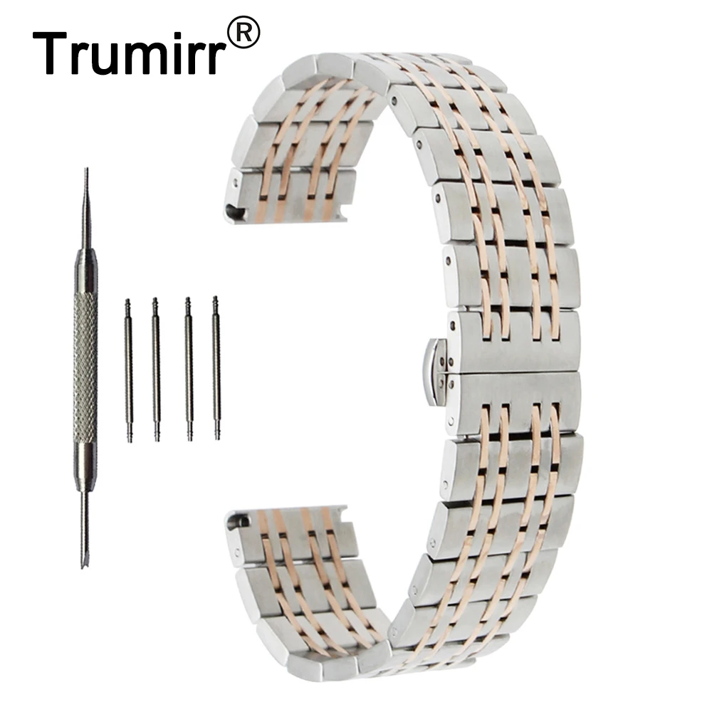 

18mm 20mm 22mm Stainless Steel Watch Band for Timex Weekender Expedition Butterfly Buckle Strap Wrist Belt Bracelet Black Silver