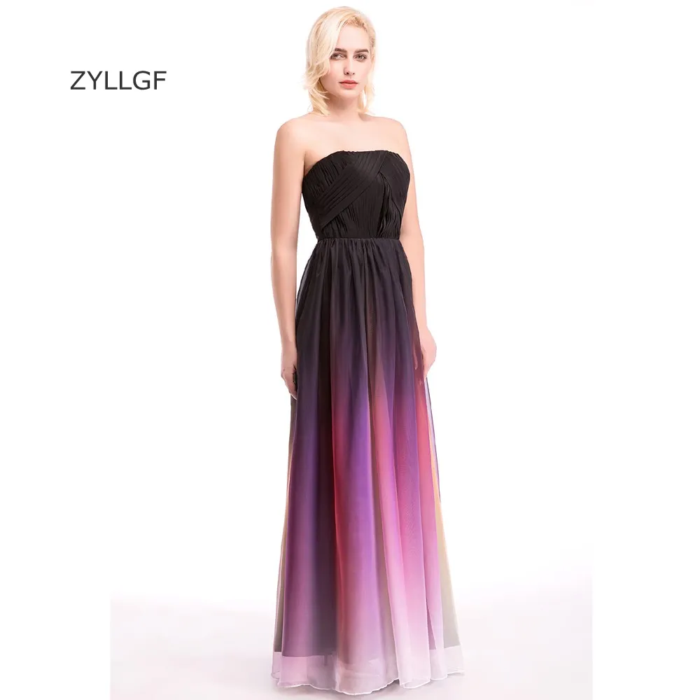 Женское платье подружки невесты zylgf длинное шифоновое с градиентом