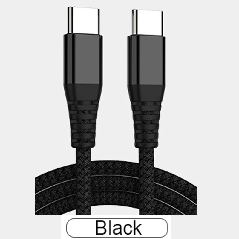 Черный Double USB Type-c cable PD 60W cable fast charging 1.2 m braided data line for xiaomi huawei phone notebook - Цвет: Черный