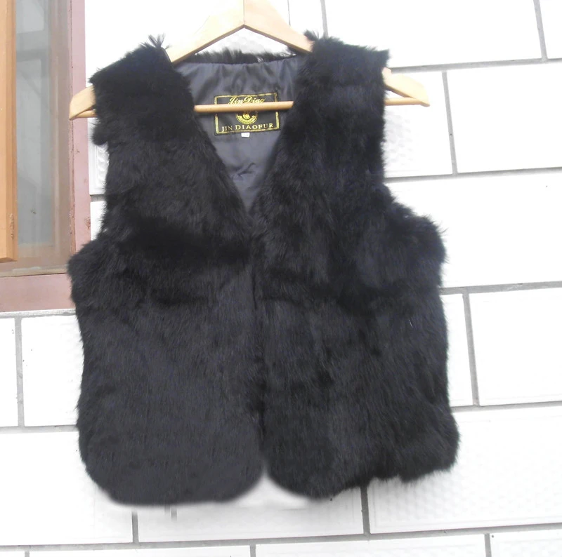 Новый Бесплатная доставка настоящий натуральный кролик женский меховой жилет