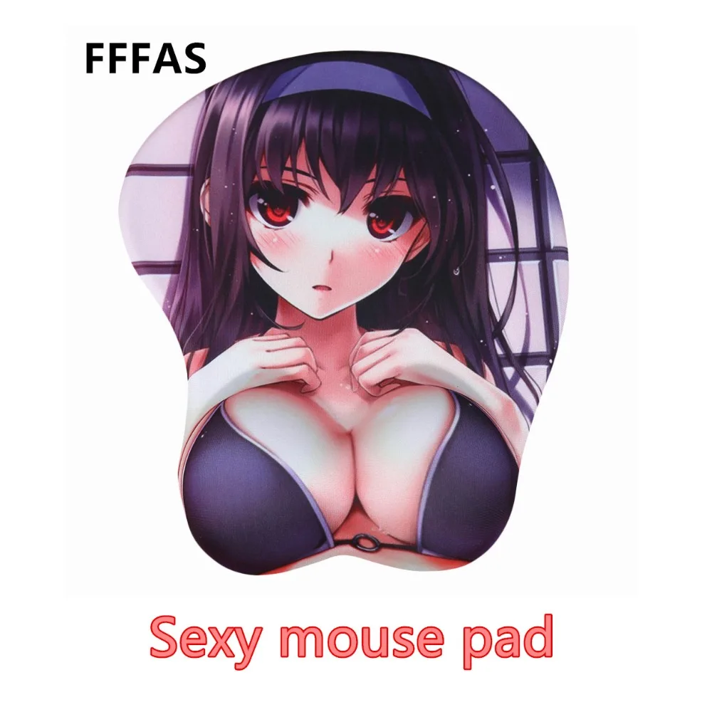 FFFAS Kawaii аниме 3D коврик для мыши с подушечкой для запястья отдых просвечивающий чехол из мягкого гелевые, на грудь сексуальные бедра офисные Декор Японский комикс периферийных устройств