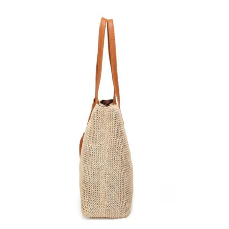 Женская плетеная пляжная соломенная сумка с узором летняя нейтральная через