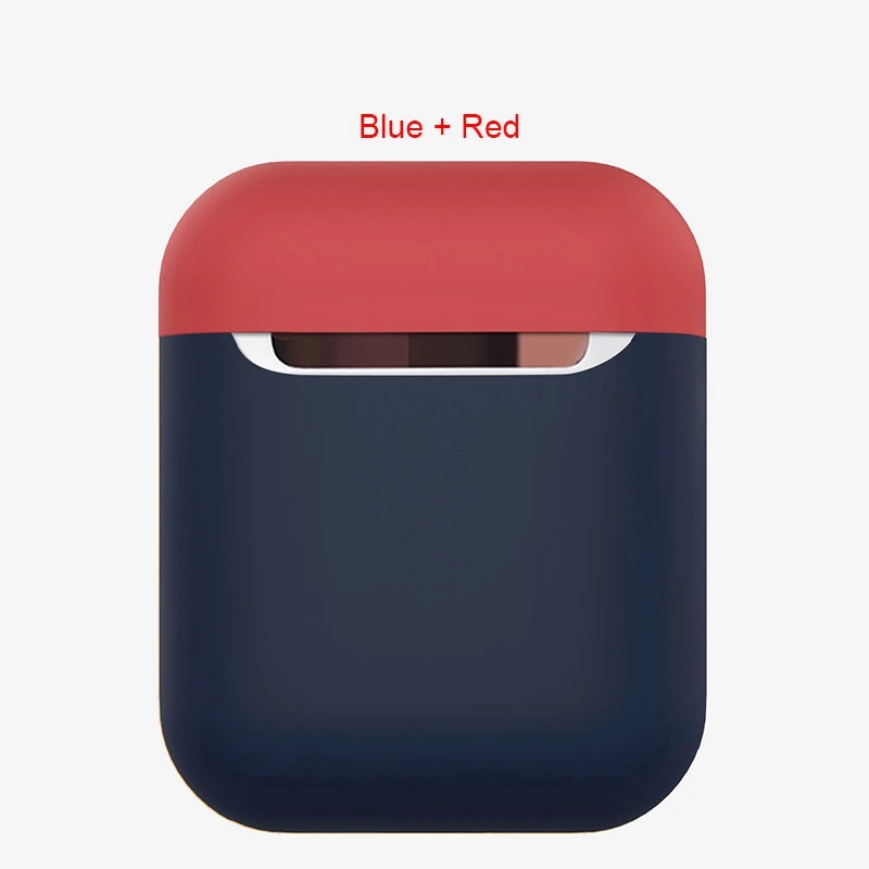 Blue Red Мягкий гибкий жидкий силиконовый чехол для наушников для Airpods 1 2 с пылезащитной заглушкой противоударный защитный чехол для наушников для Airpods - Цвет: Blue Red