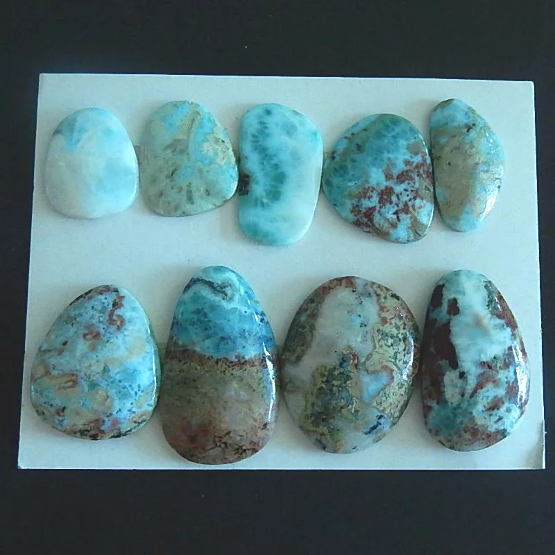 

9 PCS Of Natural Larimar Cabochons,33x20x6/21x18x4mm,44.26g