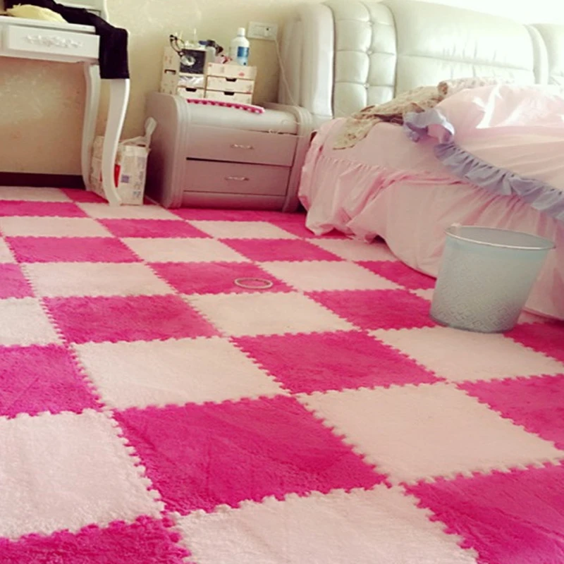 10pcs/set 30*30cm Baby EVA Plush Puzzle Mats Foam Shaggy Floor Velvet Carpet Decorative Kids Room for Crawling Play Toys Rug