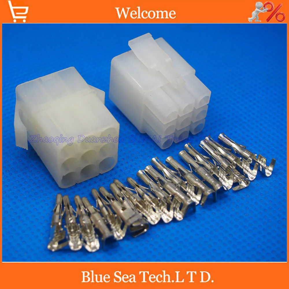 

10 sets L6.2-9Pin 9 port Terminal 6.2mm pitch Electrical Connector Kits Male Female jack plug for Car Free shipping