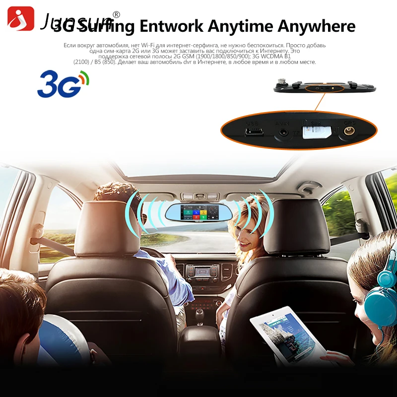 Junsun Видеорегистратор с 2 камерами Android 5.0 c GPS 3G | Автомобили и мотоциклы