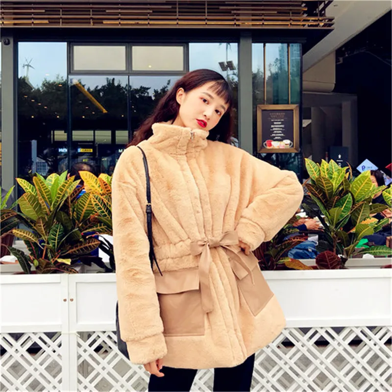 2019 Женская Корейская версия толстого плюс хлопка короткое пальто PU карман зимние