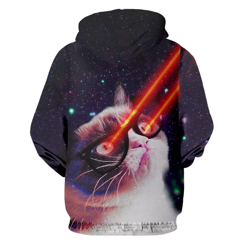 Толстовка OGKB мужская с капюшоном свитшот 3D принтом звездного неба кота в стиле
