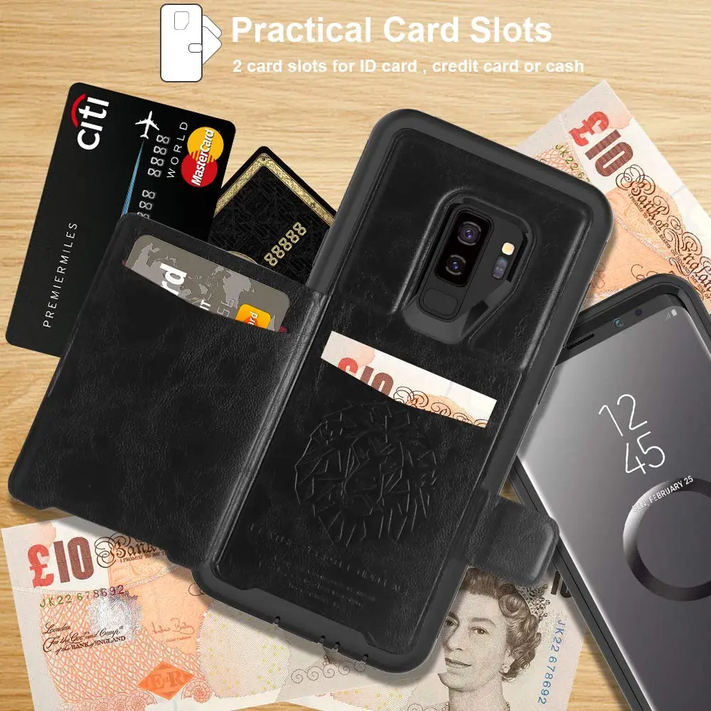 For Samsung Galaxy S10 Plus Note 9 Shell Retro Flip Leather Phone Case S9 Luxury Hybrid Tough Armor |