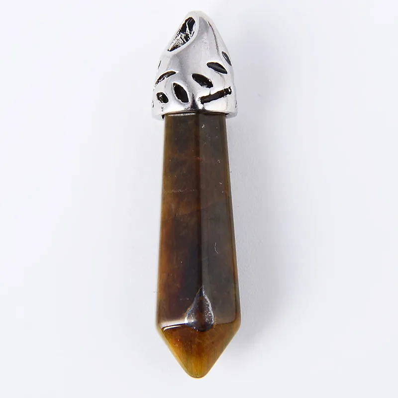 tiger eye stone Шестиугольная колонна натуральный камень кристалл тигровый глаз белый кварц Pendentif кулон для женщин талисманы чакра чокер ожерелье ювелирные изделия - Окраска металла: tiger eye stone