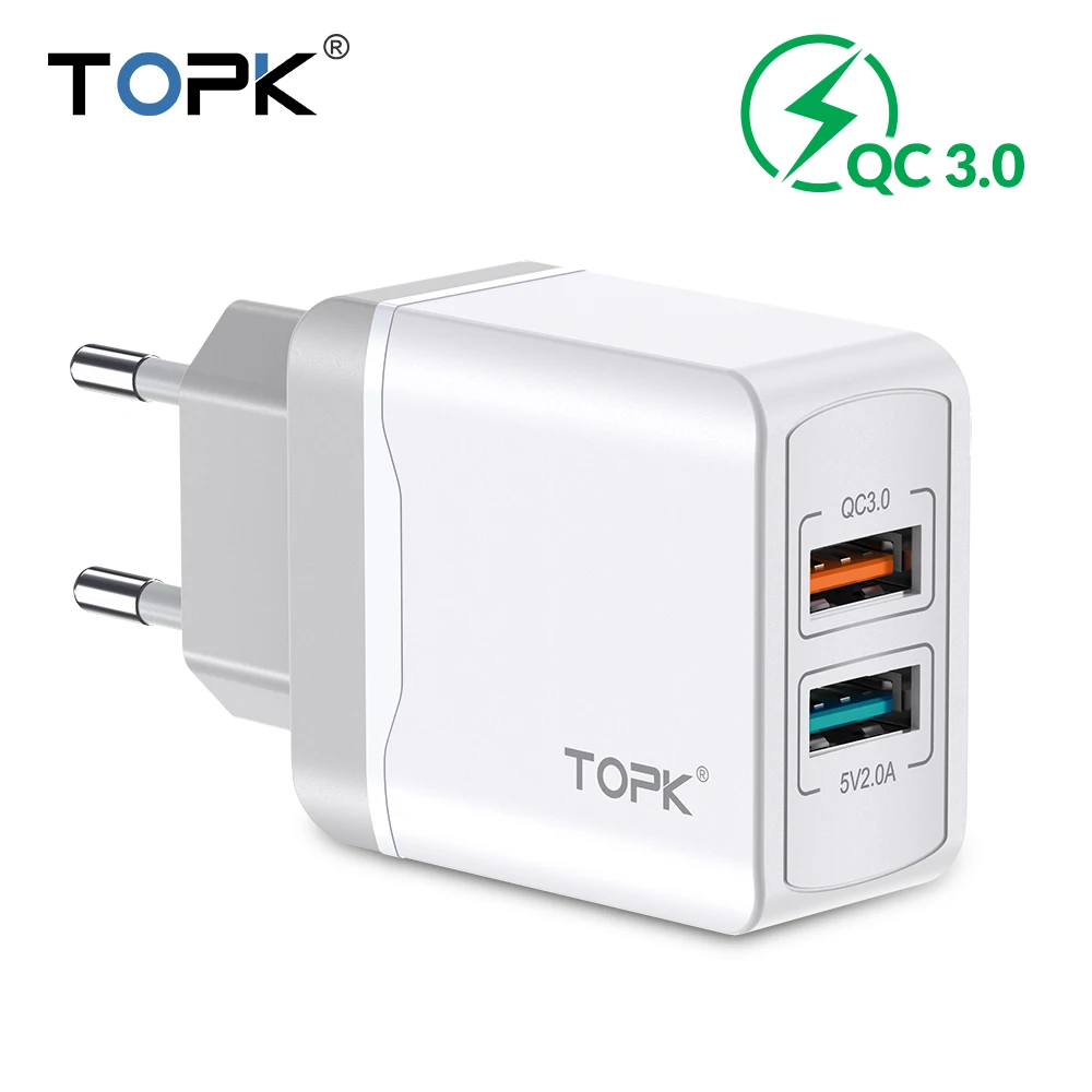 TOPK quick charge 3 0 usb зарядное устройство для xiaomi EU телефона iphone x xs быстрая зарядка Huawei