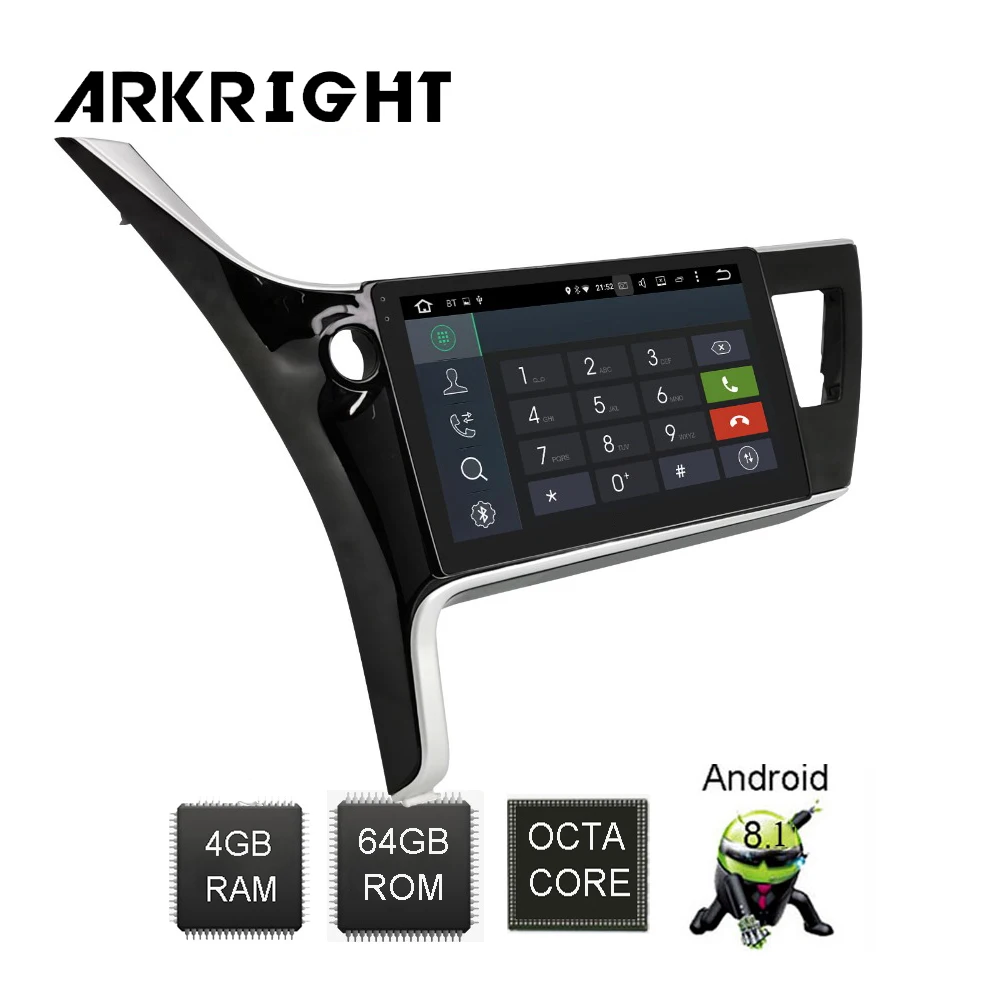 ARKRIGHT 10 1 ''Android 8 автомобильное радио GPS стерео для Toyota Corolla 2017 2018 IPS экран