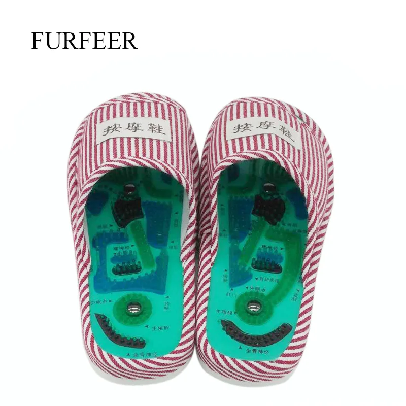 

Men's Blue Striped Magnets Massage Slippers Men's Health Care Taichi Foot Acupuncture Massage Slippers Male Foot Massage Shoes
