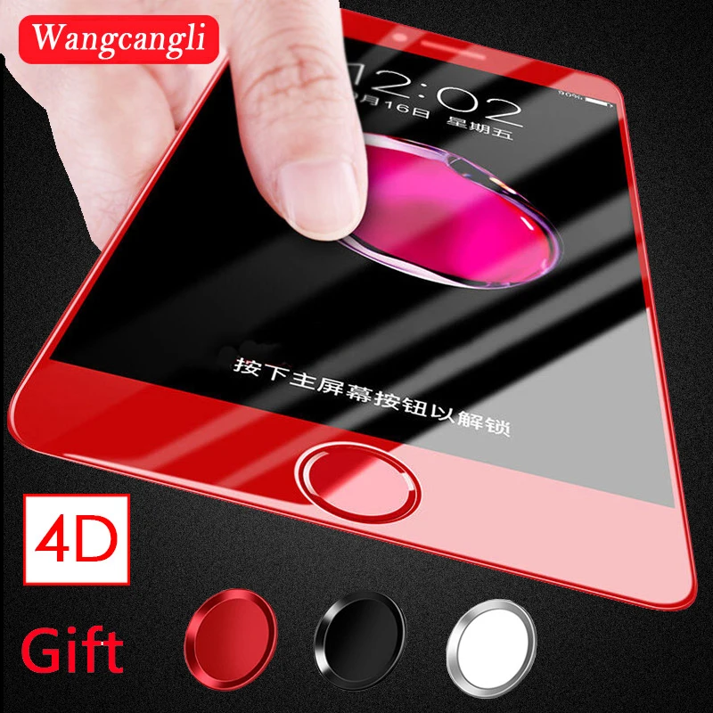 Wangcangli Защитное стекло для iPhone 7 4d закаленное защитное iphone X 8 6S 6 plus защита