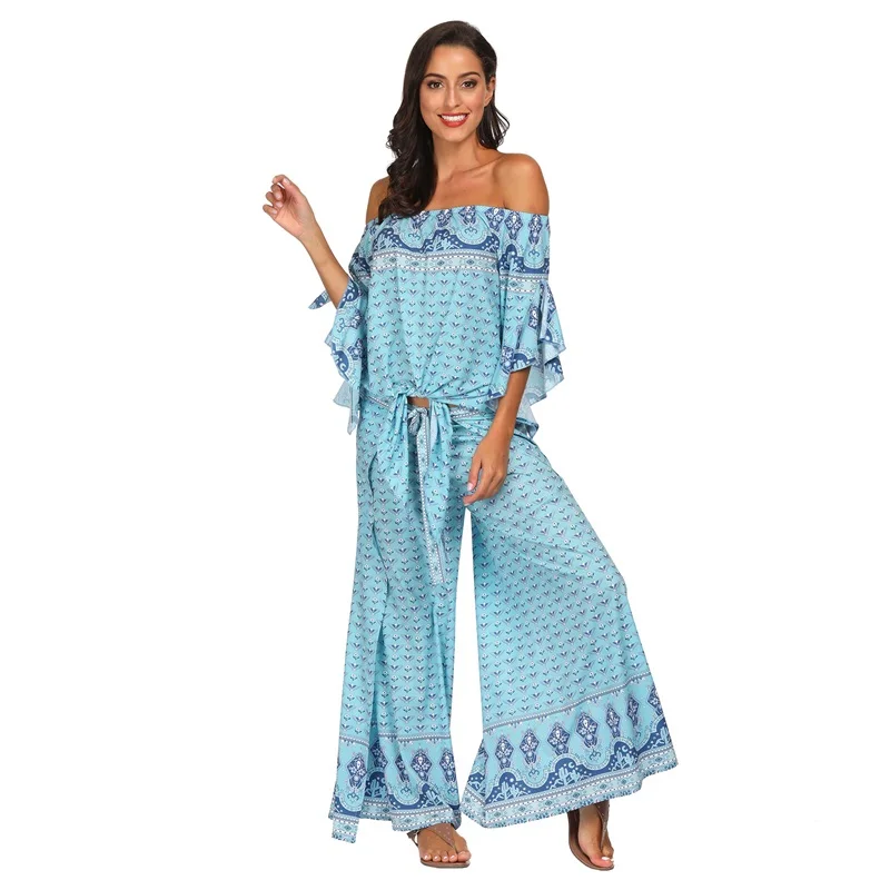 Женский комплект из 2 предметов с цветочным принтом пляжный костюм в стиле бохо