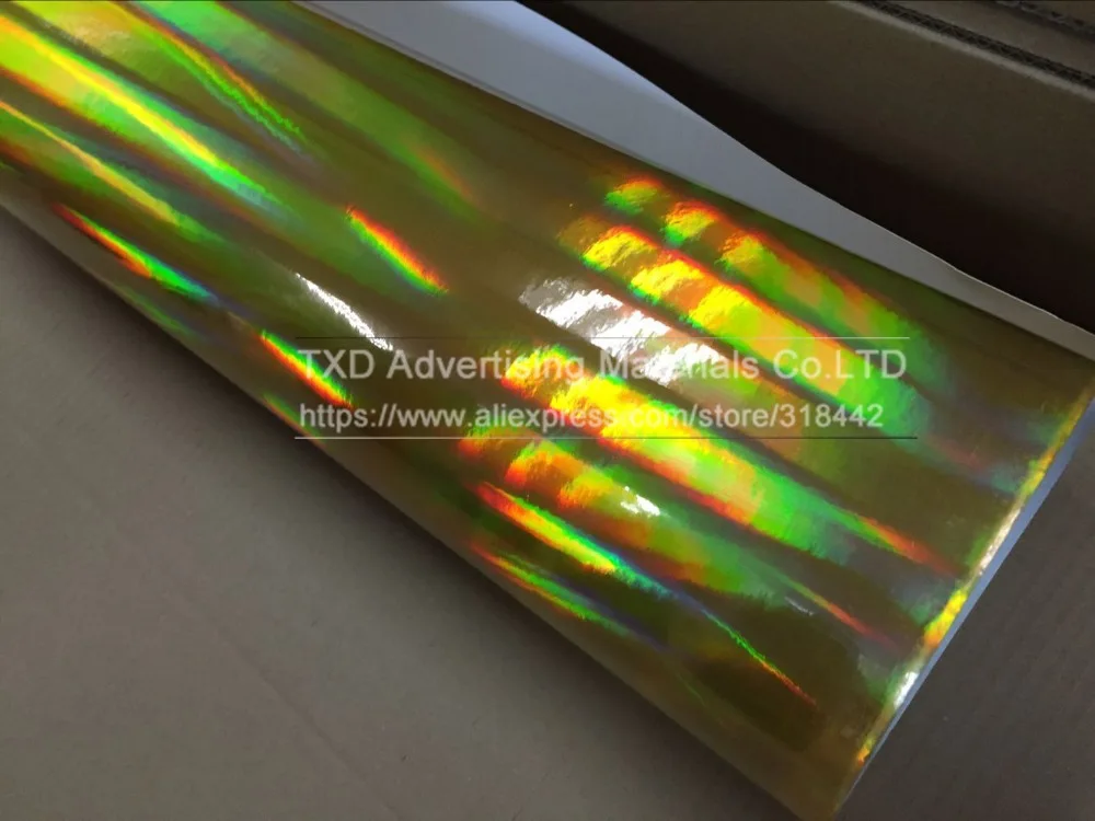 20X49CM/лот голографическая пленка с золотым хромом Радужная виниловая
