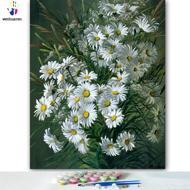 DIY картинки для раскраски по номерам с цветами красивое платье маленькой дикий