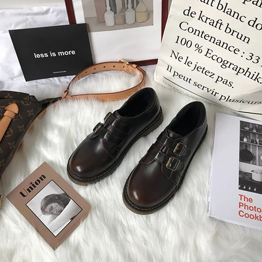Brown 3 Винтажные женские туфли-оксфорды; китайская Дизайнерская обувь на шнуровке с круглым носком в стиле ретро; Цвет Черный; женская обувь на плоской подошве в британском стиле; - Цвет: Brown 3
