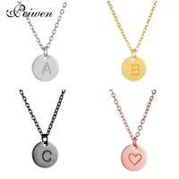 letters heart disc pendant necklace for women men gold black rose silver color stainless steel charm chain round choker jewelry