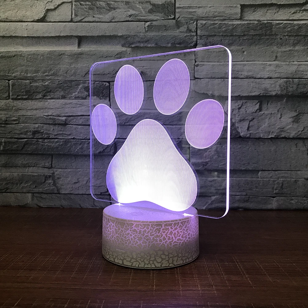 Маленький footprint3D ночник креативная Иллюзия 3d лампа LED 7 цветов меняющая