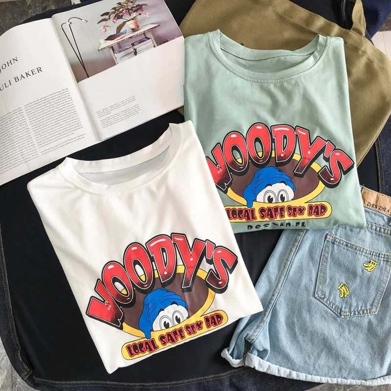 Женские летние футболки, хлопок, Harajuku Kawaii, вышивка, короткий рукав, Ulzzang, уличная одежда, camisetas verano mujer, Kpop Стиль, топы