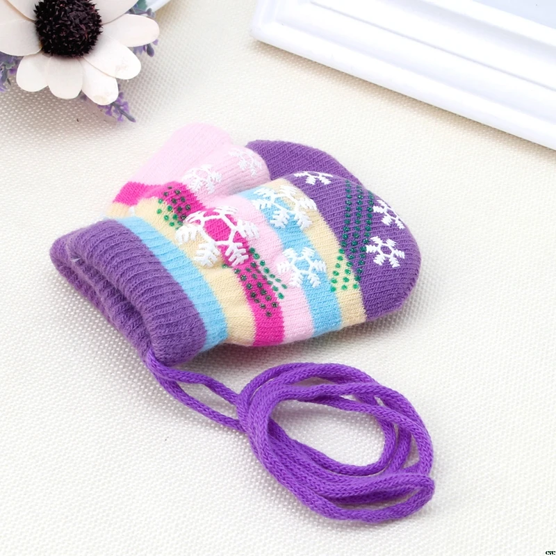 3 Snow Baby Gloves Kids Mitten Children Knit Velvet Warm Kid Gloves Winter - Color: 3