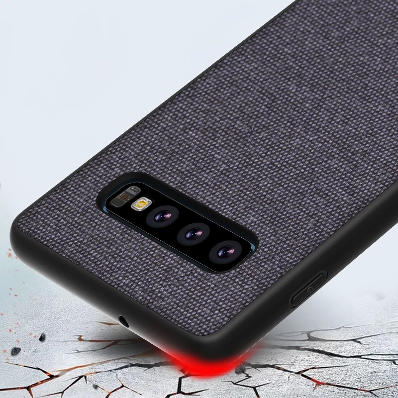 For Samsung S10 Plus Case Soft Silicon Edge Bumper Luxury Cloth Galaxy S10E Fabric Textile Cotton |