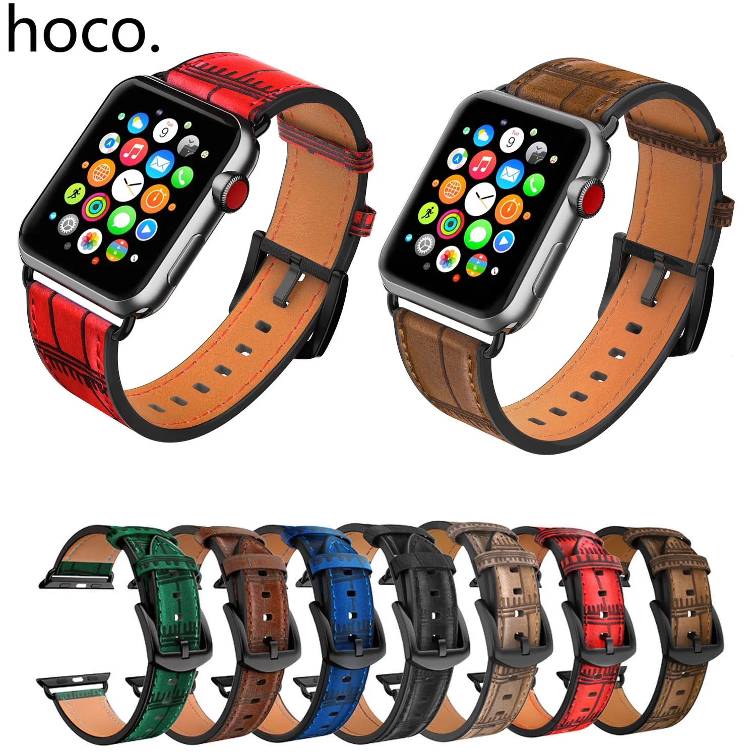 HOCO Ретро ремешок из натуральной кожи для часов Apple Watch серии 1/2/3 42 мм 38