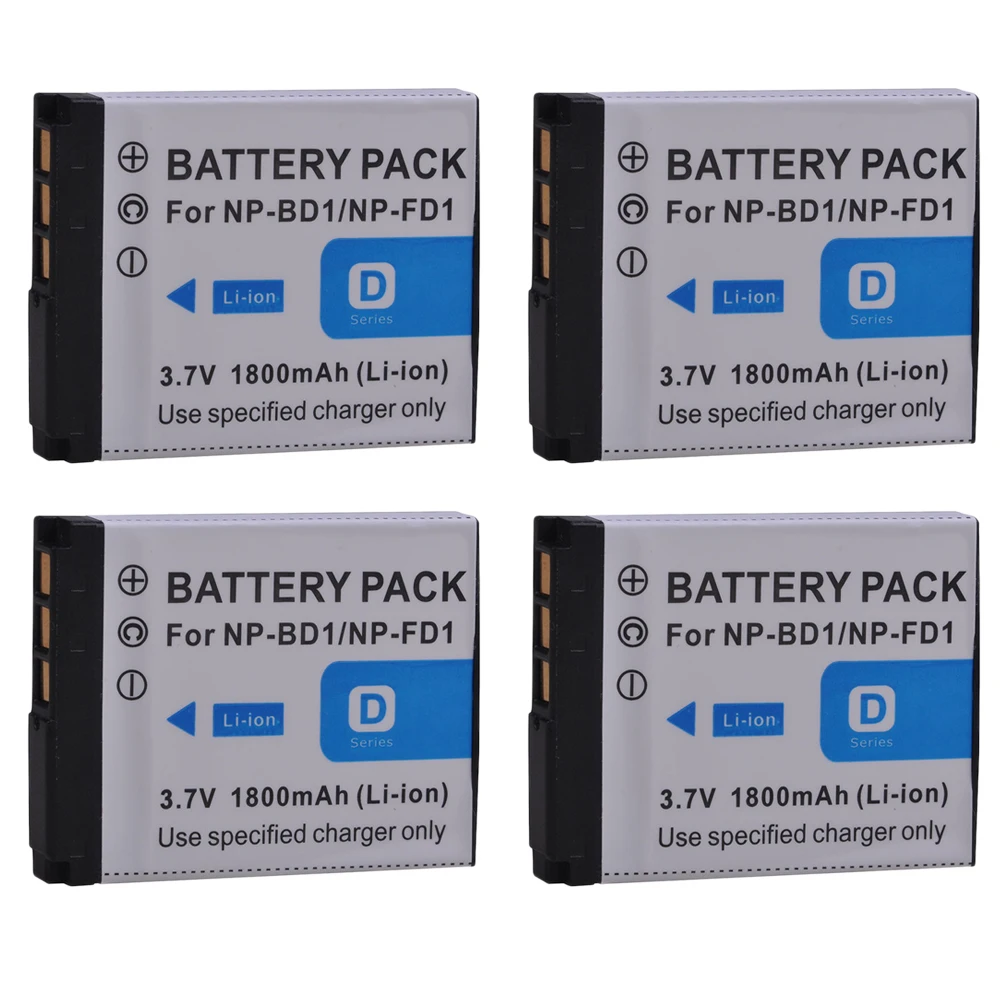 4 шт. литий ионные батареи для камеры SONY DSC T300 TX1 T900 T700 T500 T200 T77 T90 1800 мАч|Цифровые