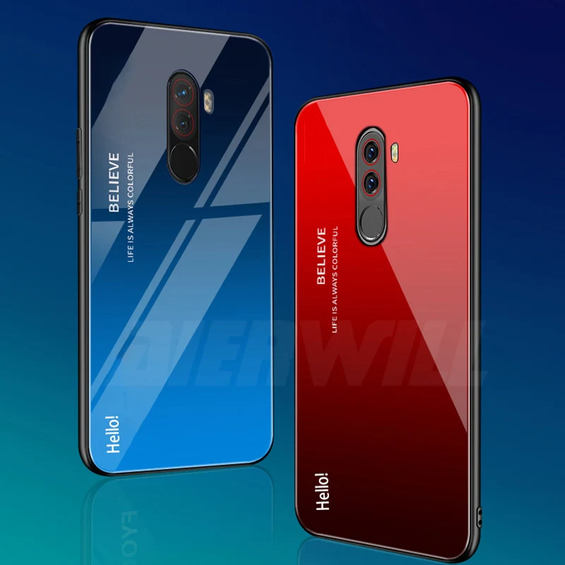 Роскошный Жесткий Чехол для Pocophone F1 чехол из закаленного стекла силиконовая