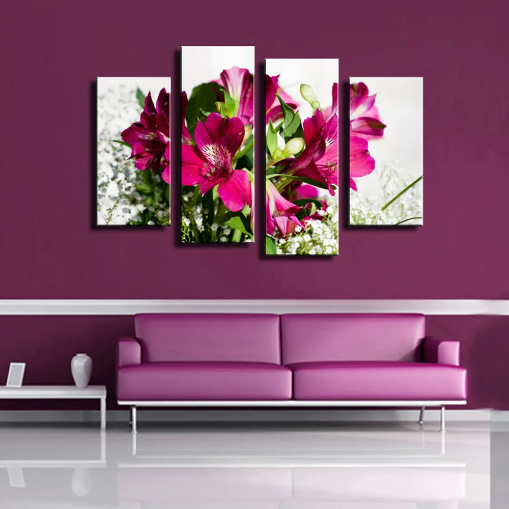 

Angel's Art 4pcs/Set Unframed A Bunch Of Flower Print Home Decor Painting