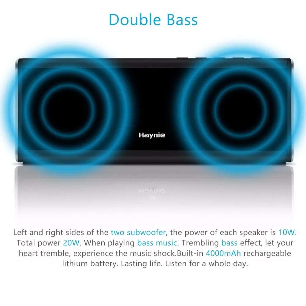 HAYNIE Bluetooth Динамик Super Bass 20 Вт Мощность банк ful Портативный компьютер Беспроводной