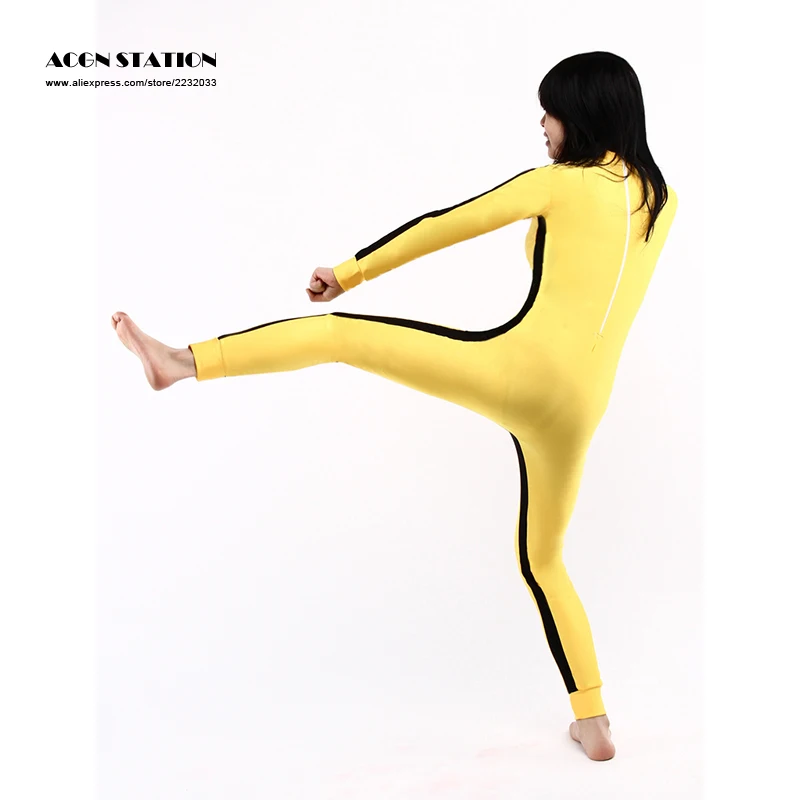 Комбинезон Kongfu комбинезон для взрослых и детей новый костюм Zentai желтая лайкра
