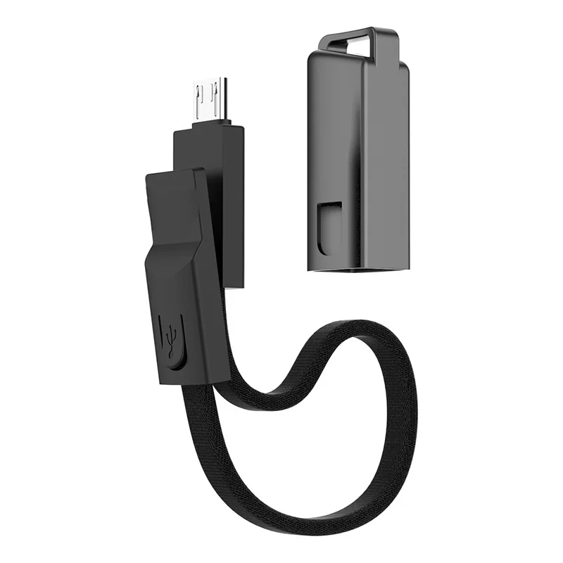 Черный Брелок USB кабель ремешок для быстрой зарядки для iPhone 8 Micro usb type C зарядное устройство для телефона Зарядка Синхронизация данных короткий шнур USBC провод - Цвет: Черный