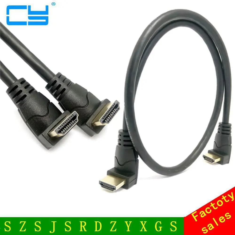 

High Quality HD- compatible 2.0 4K 3D Dual Up Angled 90 Degree HD Male to Male HDTV Cable for DVD PS3 PC 30cm/60cm/180cm