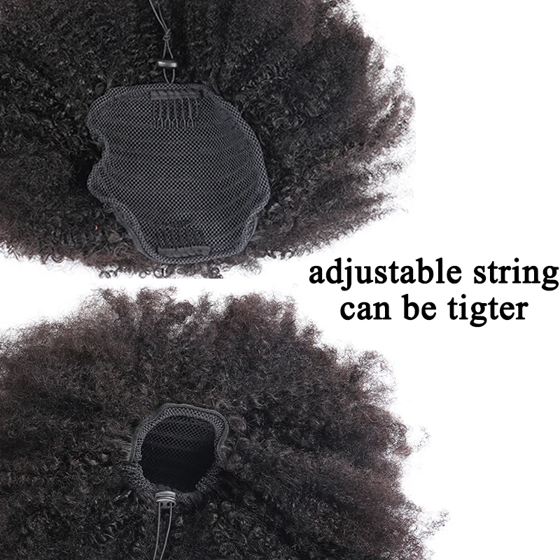 

Afro Kinky Curly Ponytail Remy Hair Pieces For Women Natural Black Clip In Ponytails Drawstring 100% Human Hair Dolago Products