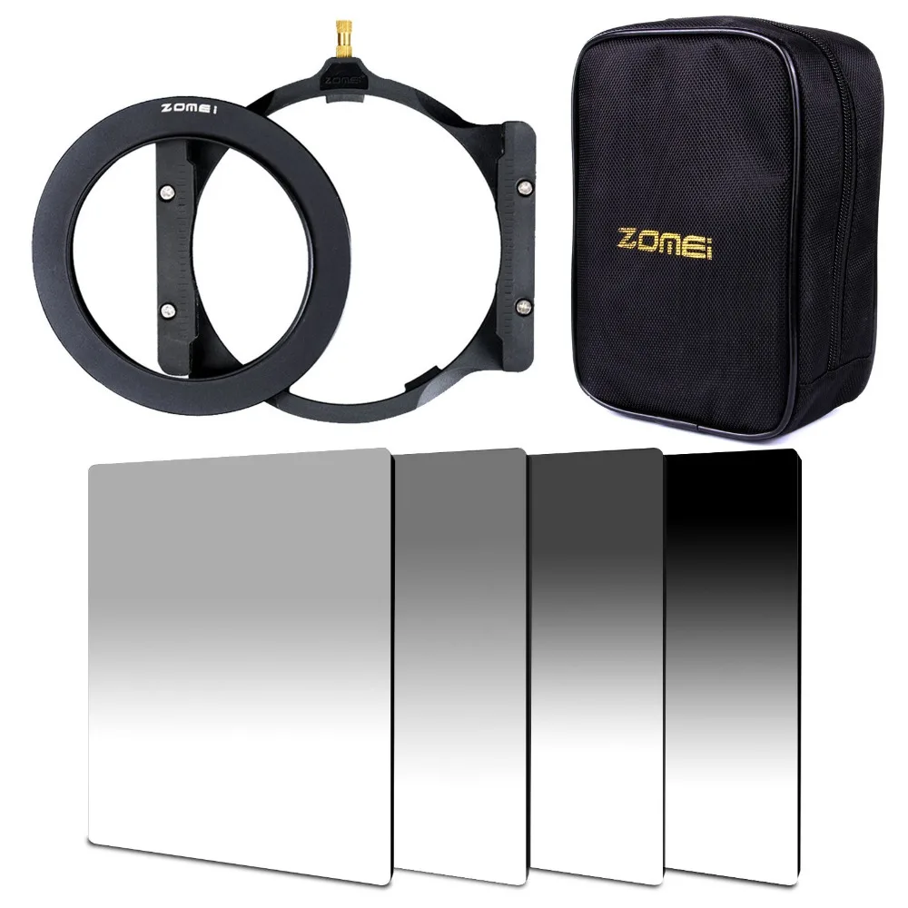 

Zomei 150*100mm G.ND GND ND2+ND4+ND8+ND16 Neutral Density square filter+filter holder+16 slot case+67/72/77/82/86mm adapter ring