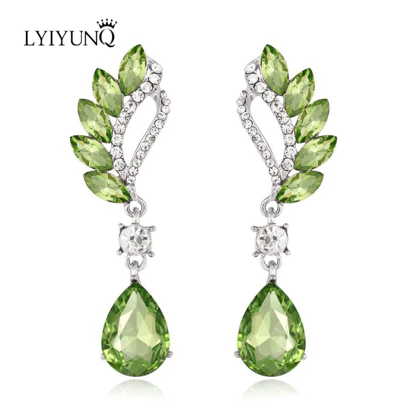 LYIYUNQ Европа и Америка Мода Темперамент Кристалл Украшения Длинные Серьги Для Женщин Вода Капля Большая Серьга