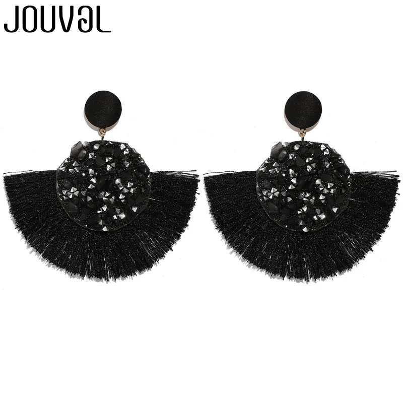 JOUVAL сережки с кисточками Boho украшением в виде кристаллов женские серьги для