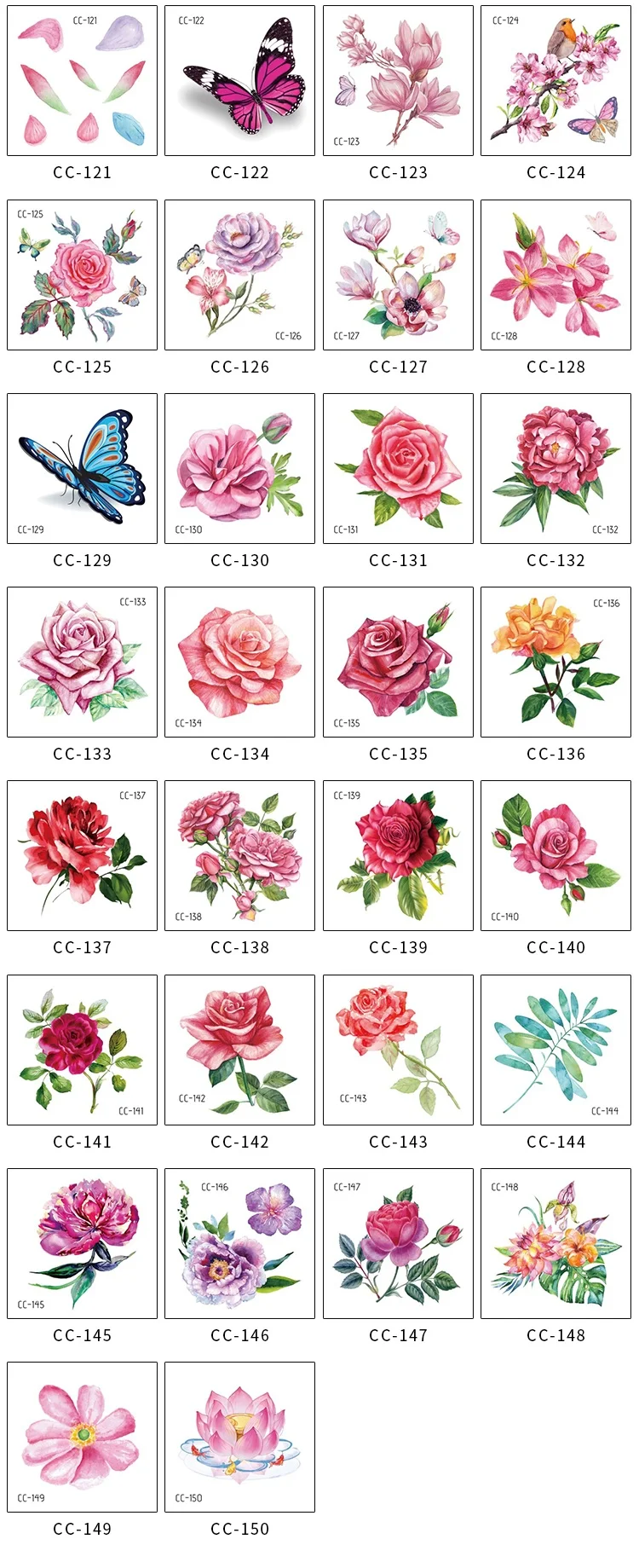 Rocooart Colorful Flowers Tattoo Stickers Petal Leaf Fake Tattoo Body Art Temporary Tattoo For Women Waterproof Tatouage Female