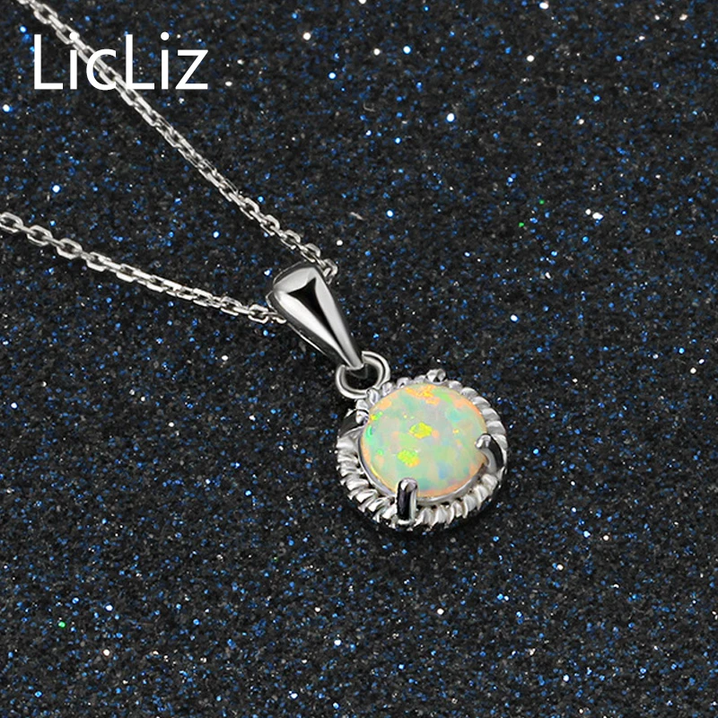 Lililiz 925 Серебряный Опаловый кулон ожерелье для женщин натуральный камень пасьянс