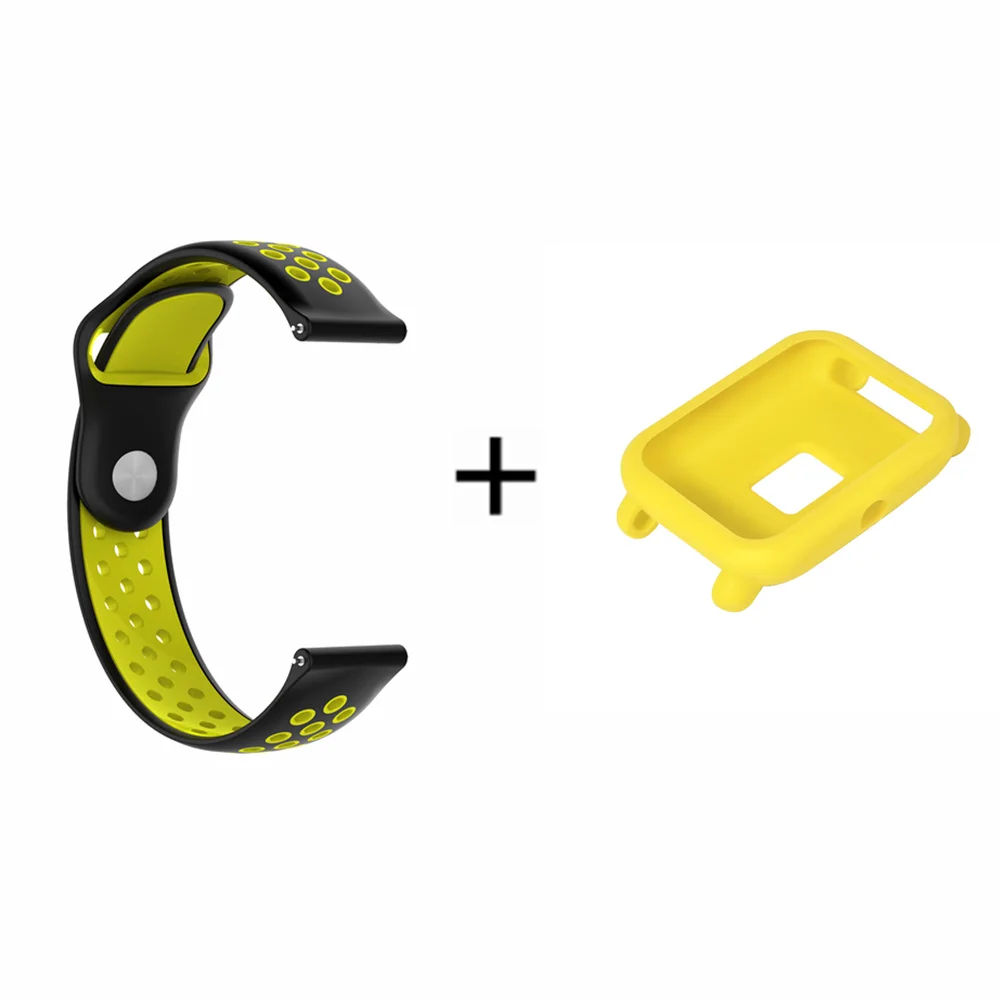 2в1 силиконовый ремешок для Xiaomi Huami Amazfit Bip Bit Pace Lite Молодежные Смарт-часы с заменой ремешка браслет+ чехол