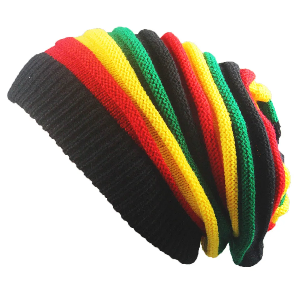 

Jamaica Reggae Gorro Rasta Style Cappello Hip Pop Men's Winter Hats Female Red Yellow Green Black Fall Fashion Women's Knit Cap