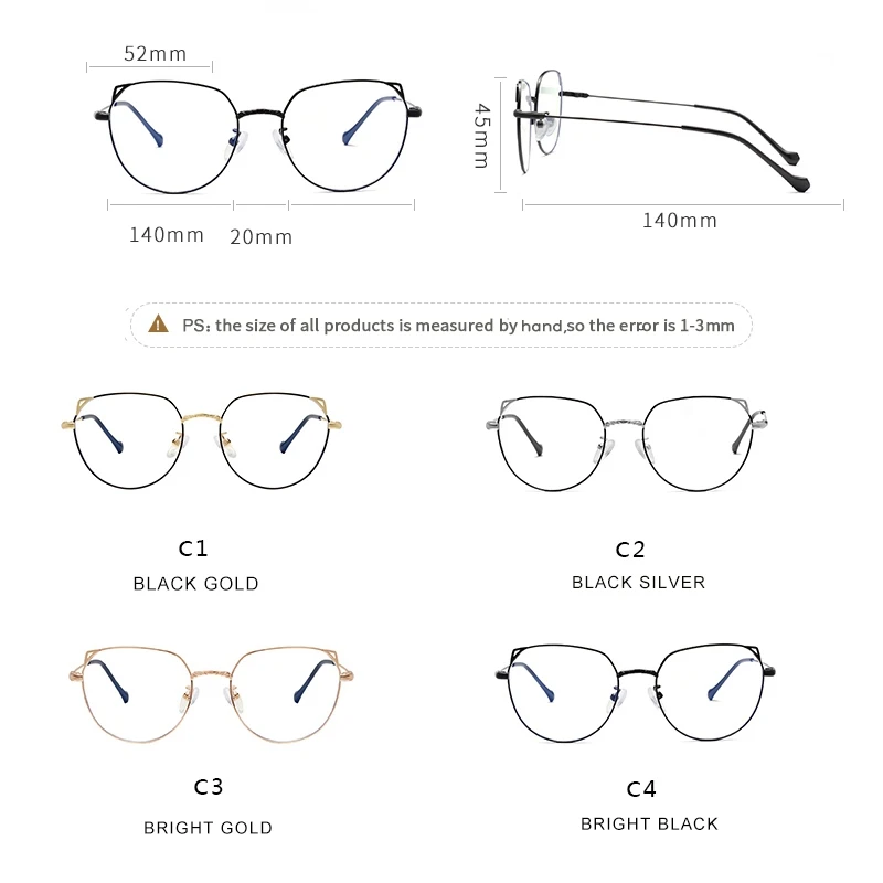 Очки прозрачные Для женщин Frame степени Негабаритных кошачий глаз очки Рамка