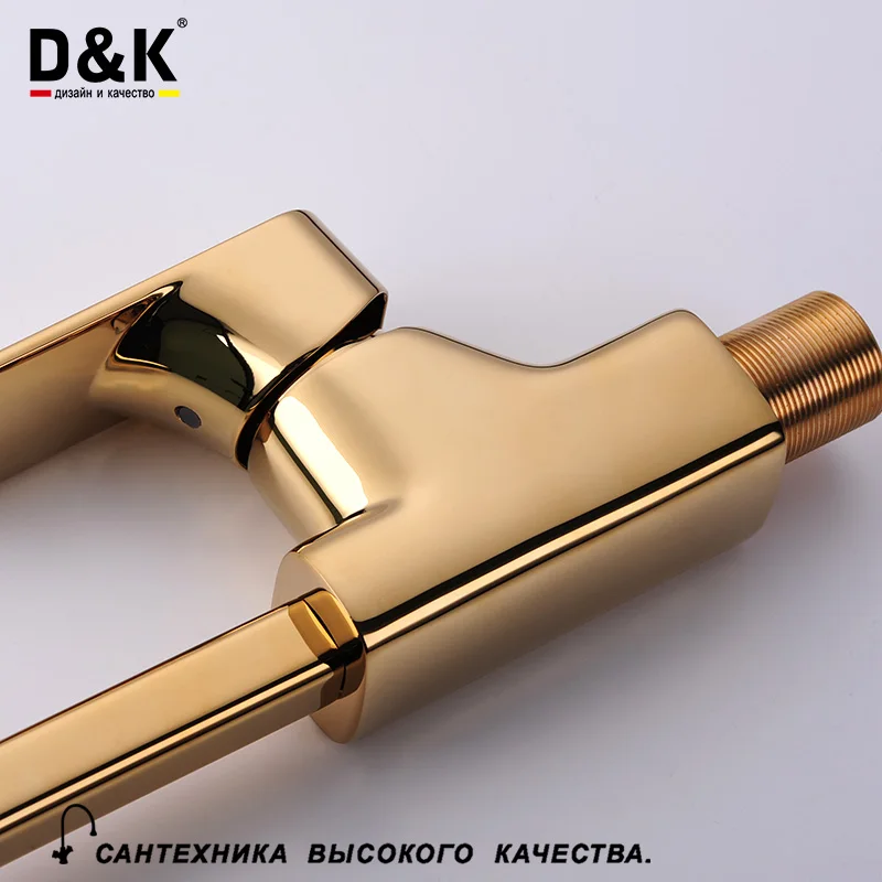 D&K Кухонные смесители латунь золотый Поворот на 360° холодной и горячей воды кран
