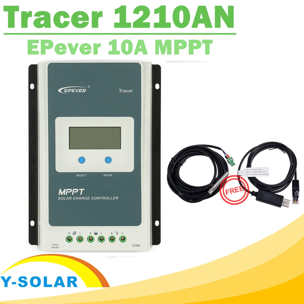 EPsolar со слежением за максимальной точкой мощности Tracer 1210AN блок управления установкой на солнечной батарее 10A 12V 24V ЖК-дисплей Панели солнечные контроллер заряда Батарея регулятор с двумя кабелями